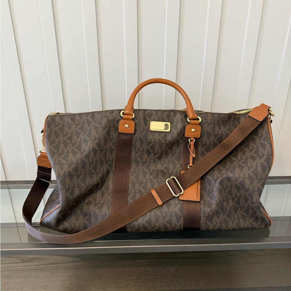 Michael Kors MK Brown Logo Travel Bag